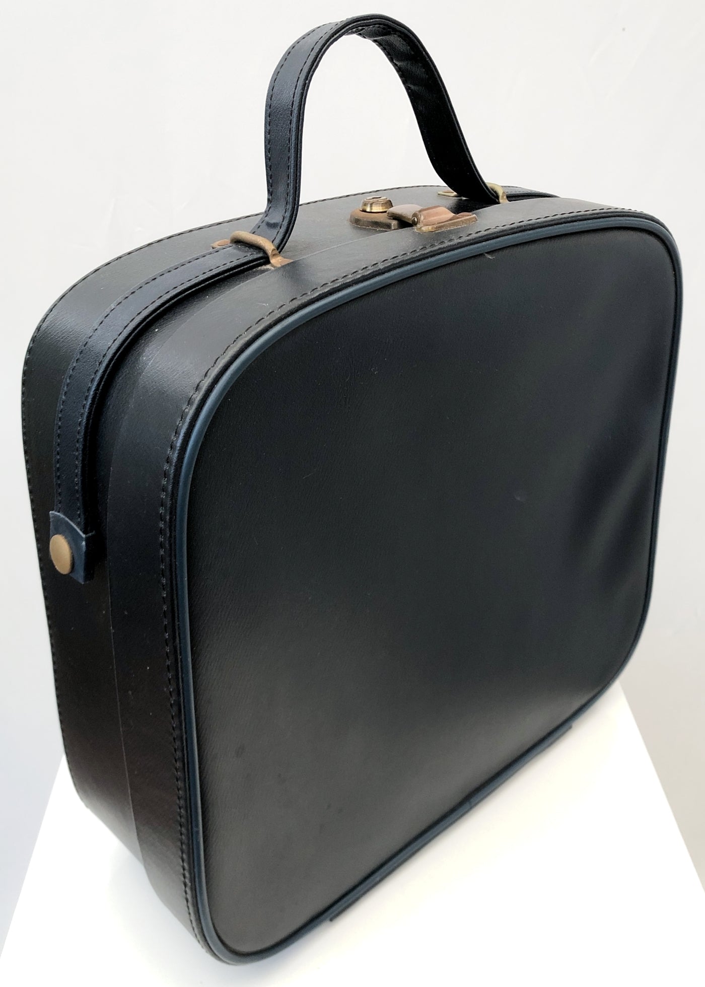 Vintage 60s Navy Blue Vinyl Vanity Case • Lotion Containers