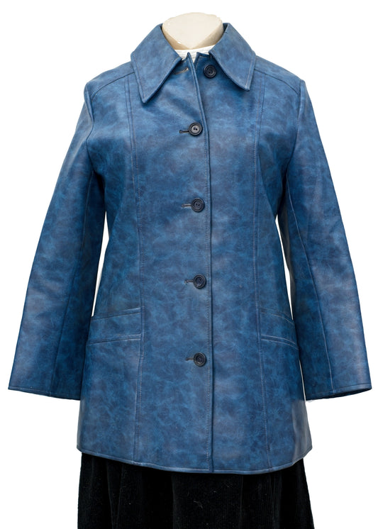 Vintage 1960s mod blue vinyl coat, by st michaels