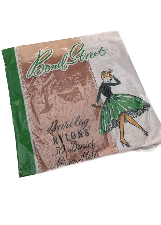 Vintage Bond Street Bareleg Nylons Stockings • 30 Denier