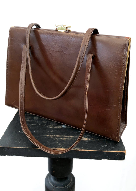 Vintage 1950s Ackery Brown Kelly Bag