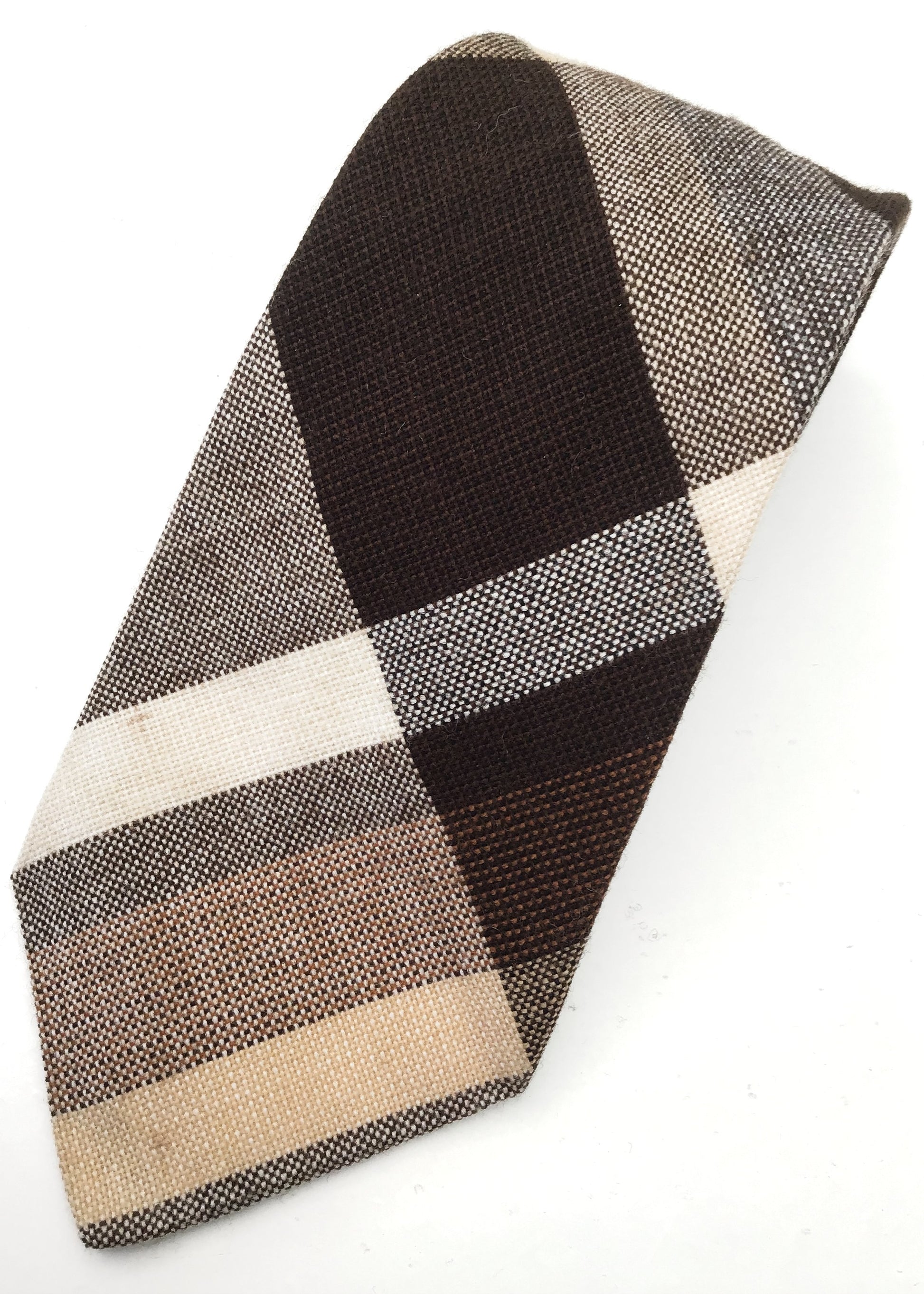 vintage 70s brown tweed texture plaid fashion tie
