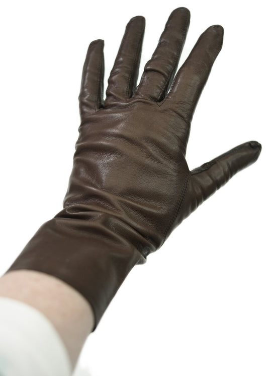 Brown Leather Gauntlet Gloves • Size 7