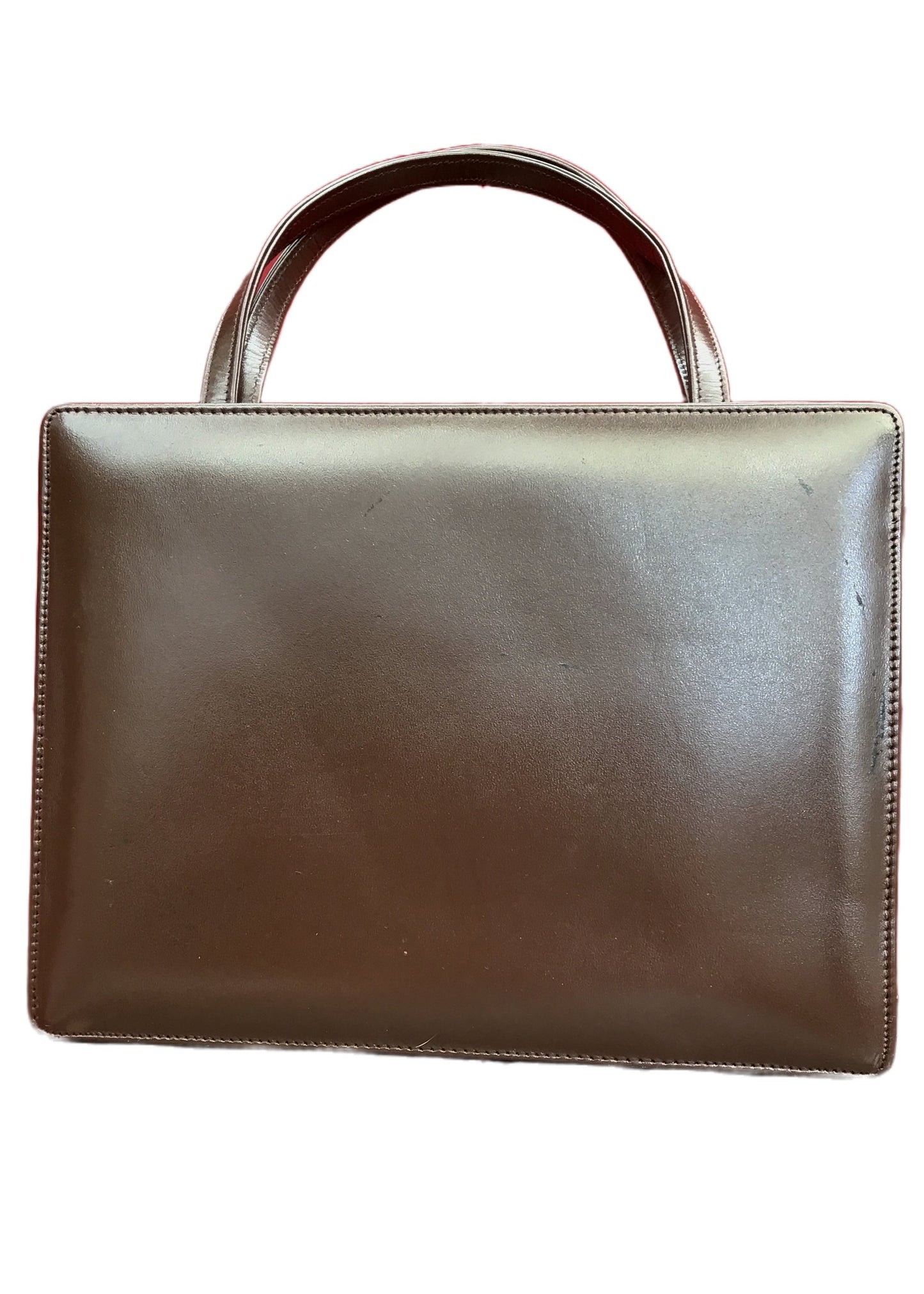 Vintage 1960s Widegate Brown Leather Handbag • Top Handle
