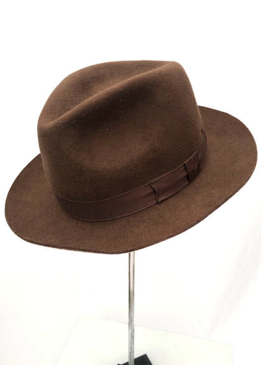 Retro DH Brown Felt Trilby Hat • UK7