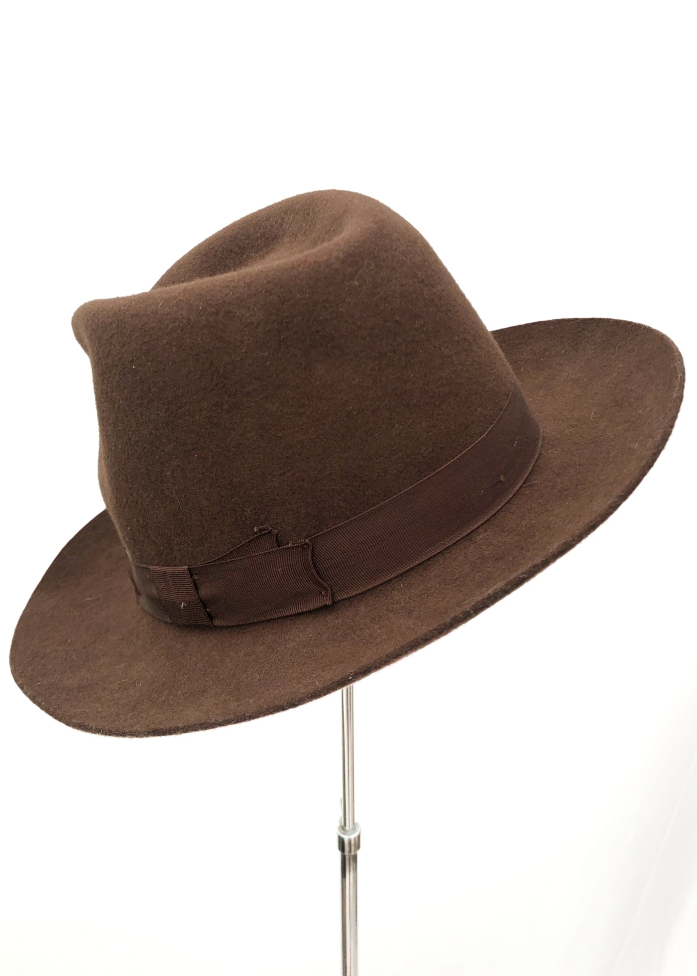 Retro DH Brown Felt Trilby Hat • UK7