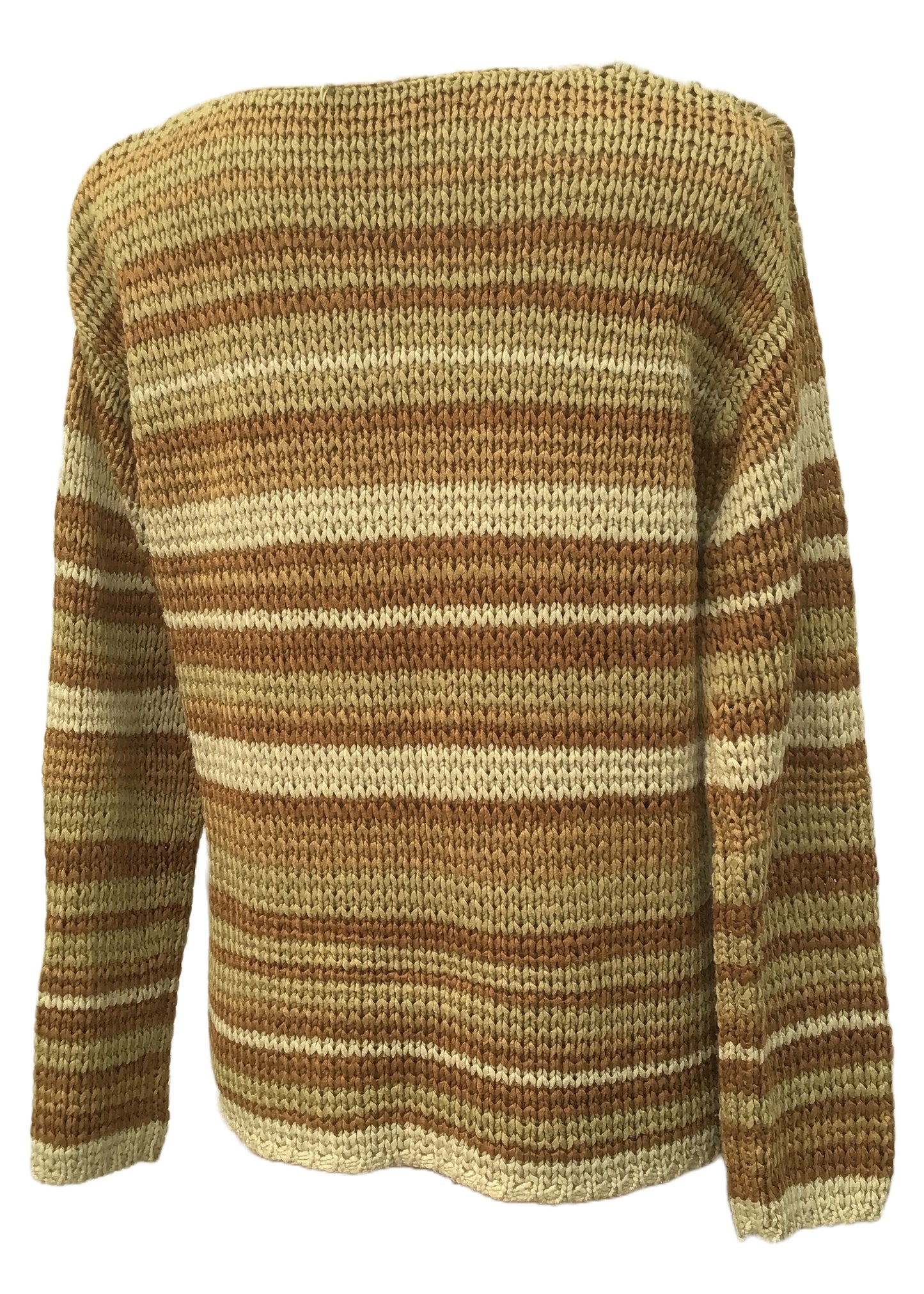 Vintage 80s Beige Striped Ribbon Knit Sweater