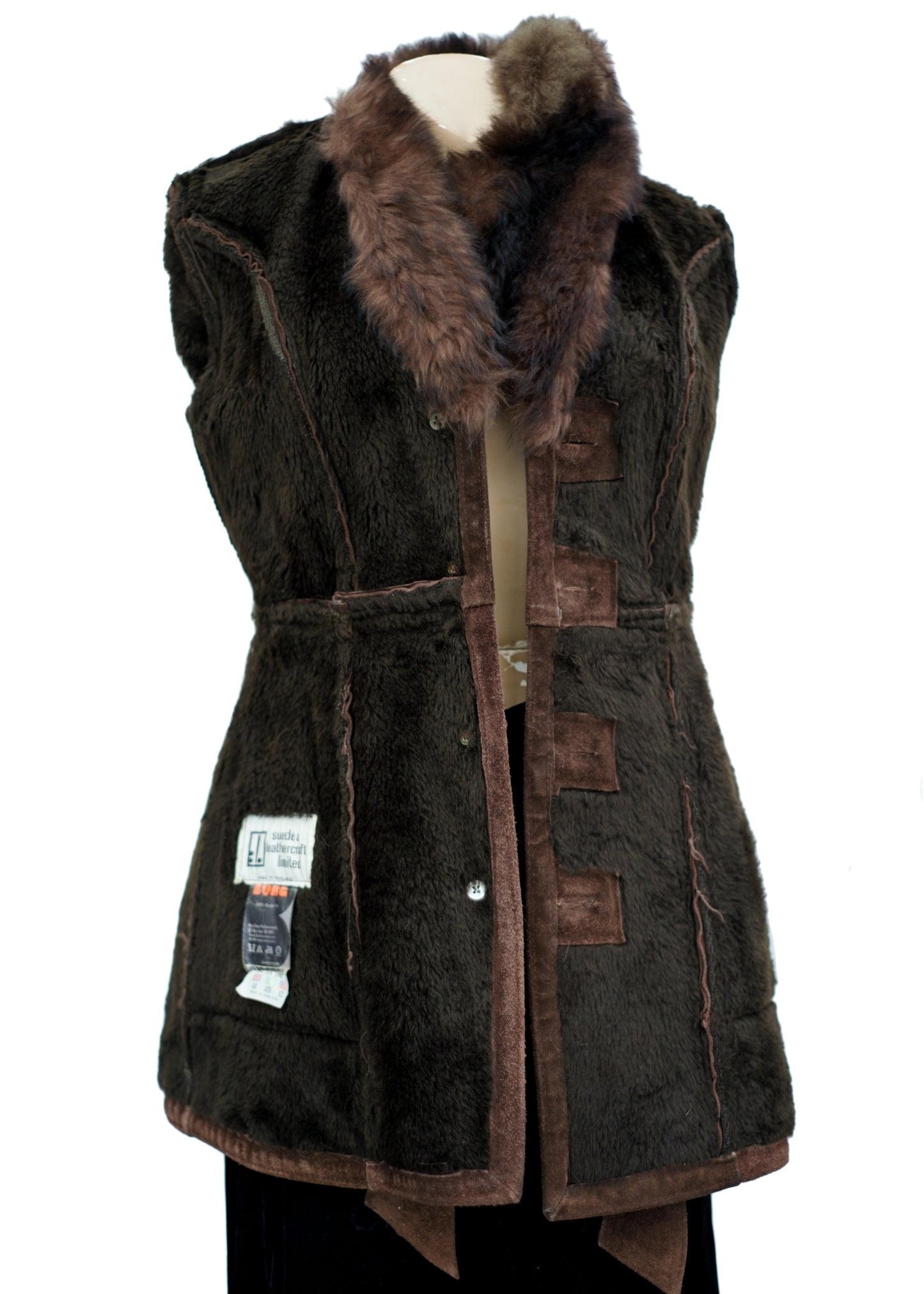 Vintage 70s Brown Suede Penny Lane Coat • Faux Fur Collar