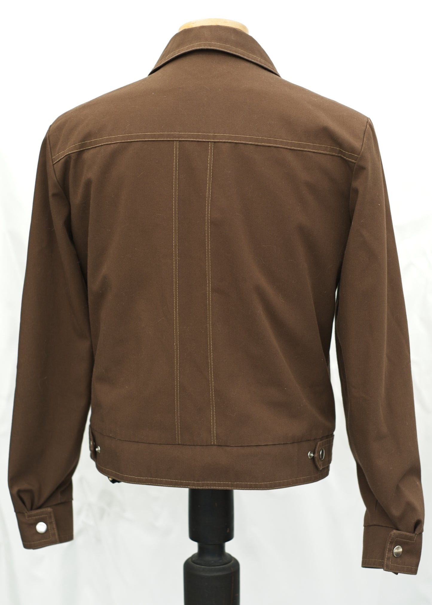 Men's Vintage 70s Brown Short Casual Jacket Zip Front • 38"