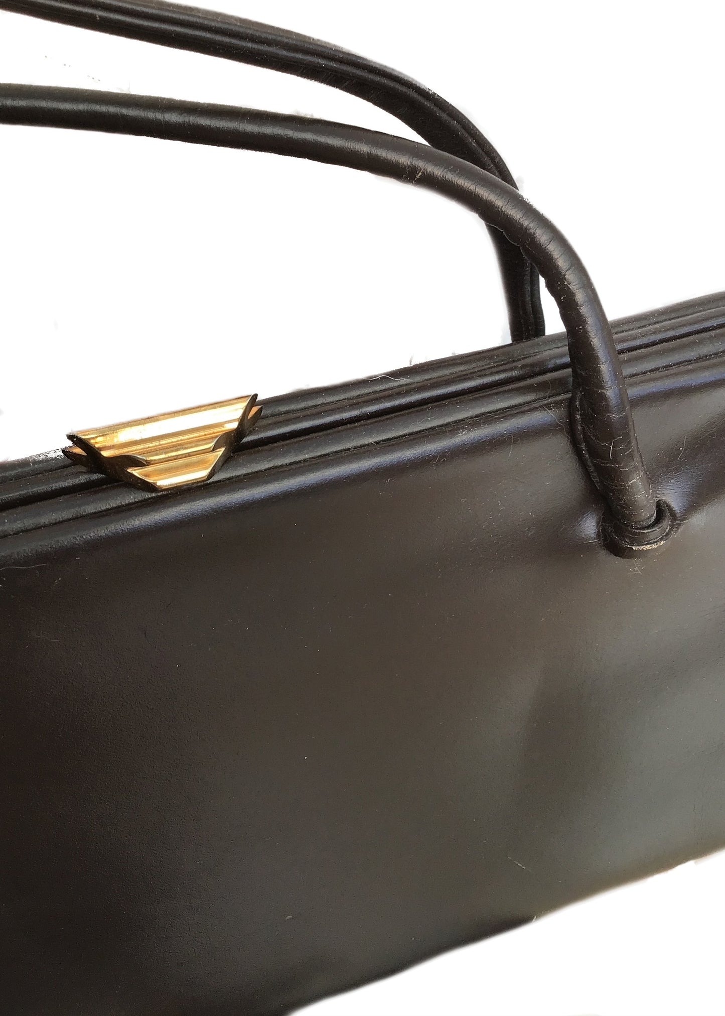Vintage 1960s Brown Leather Waldybag Handbag • Top Handle Bag