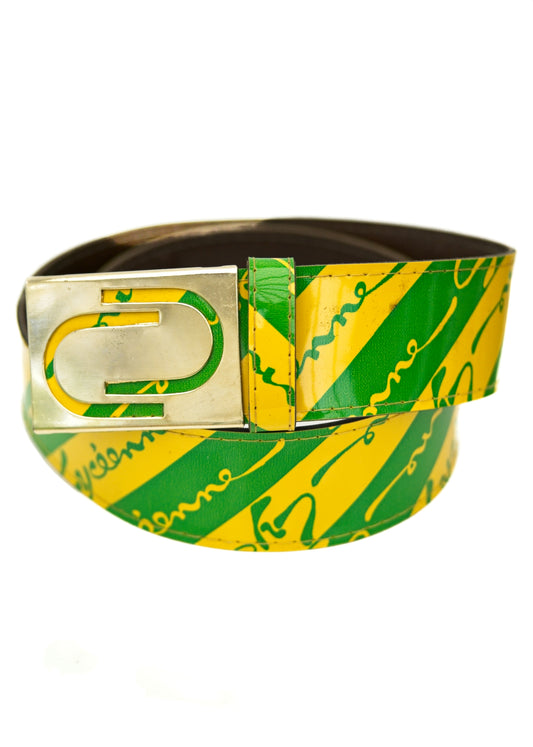 vintage 90s Green and Yellow Lycéennes Belt 