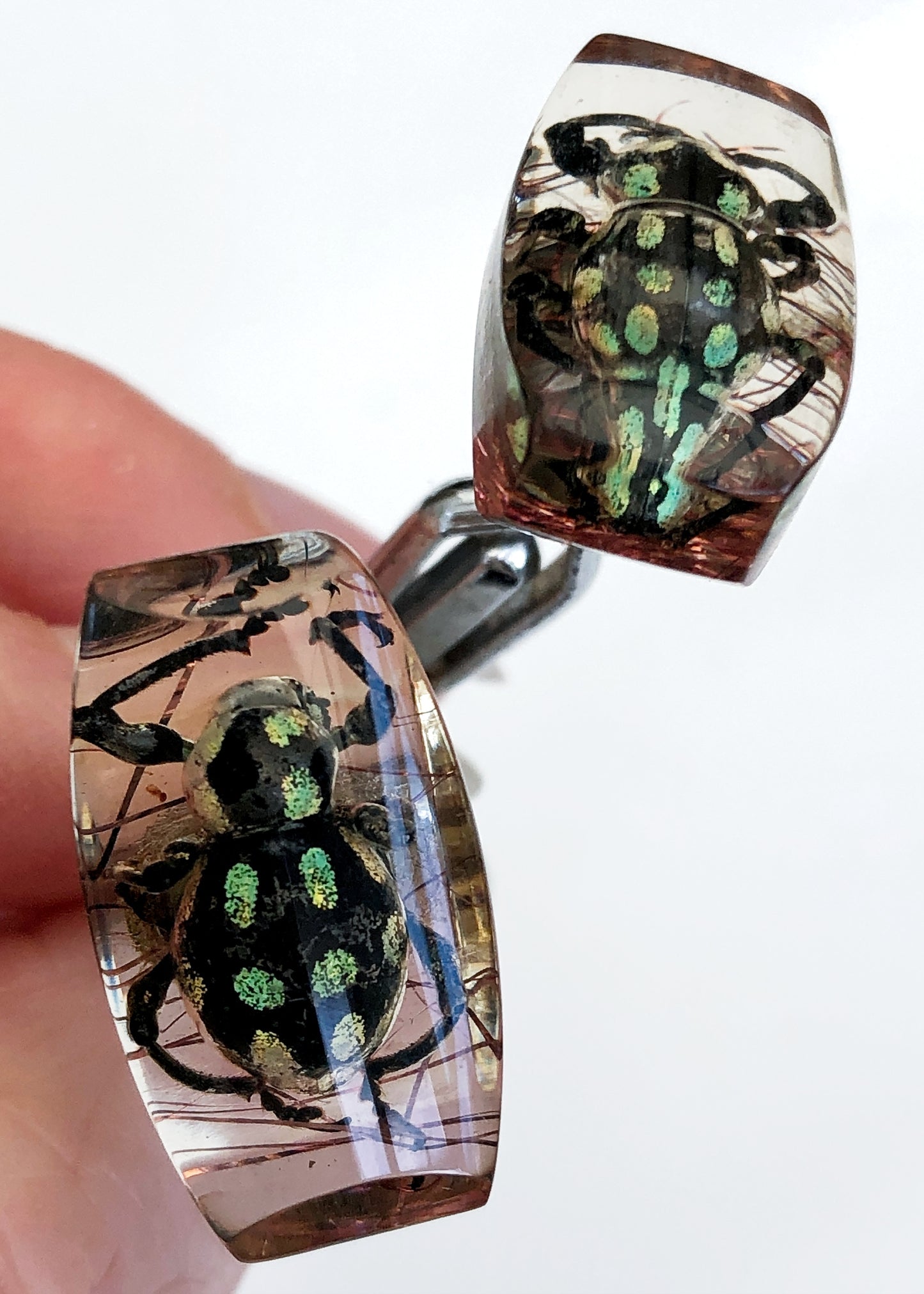 Vintage Beetle Bugs Resin Cufflinks & Tie Pin • Creepy Crawly Cufflinks