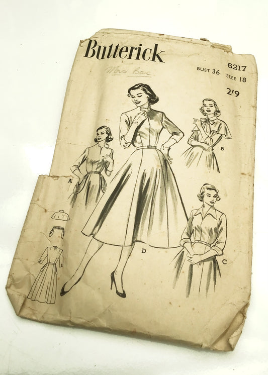 vintage 1950s Butterick 6217 sewing pattern