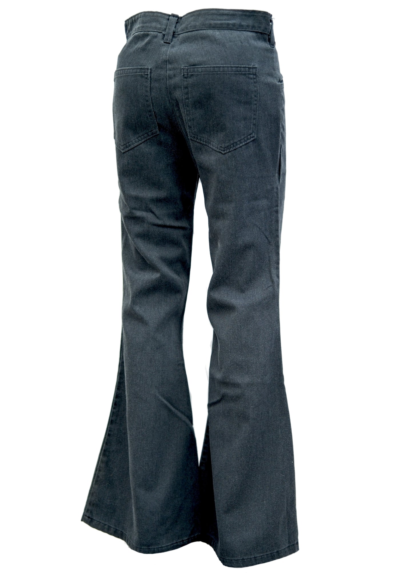 1970s Vintage Charcoal Denim Elephant Bell Bottom Flared Jeans