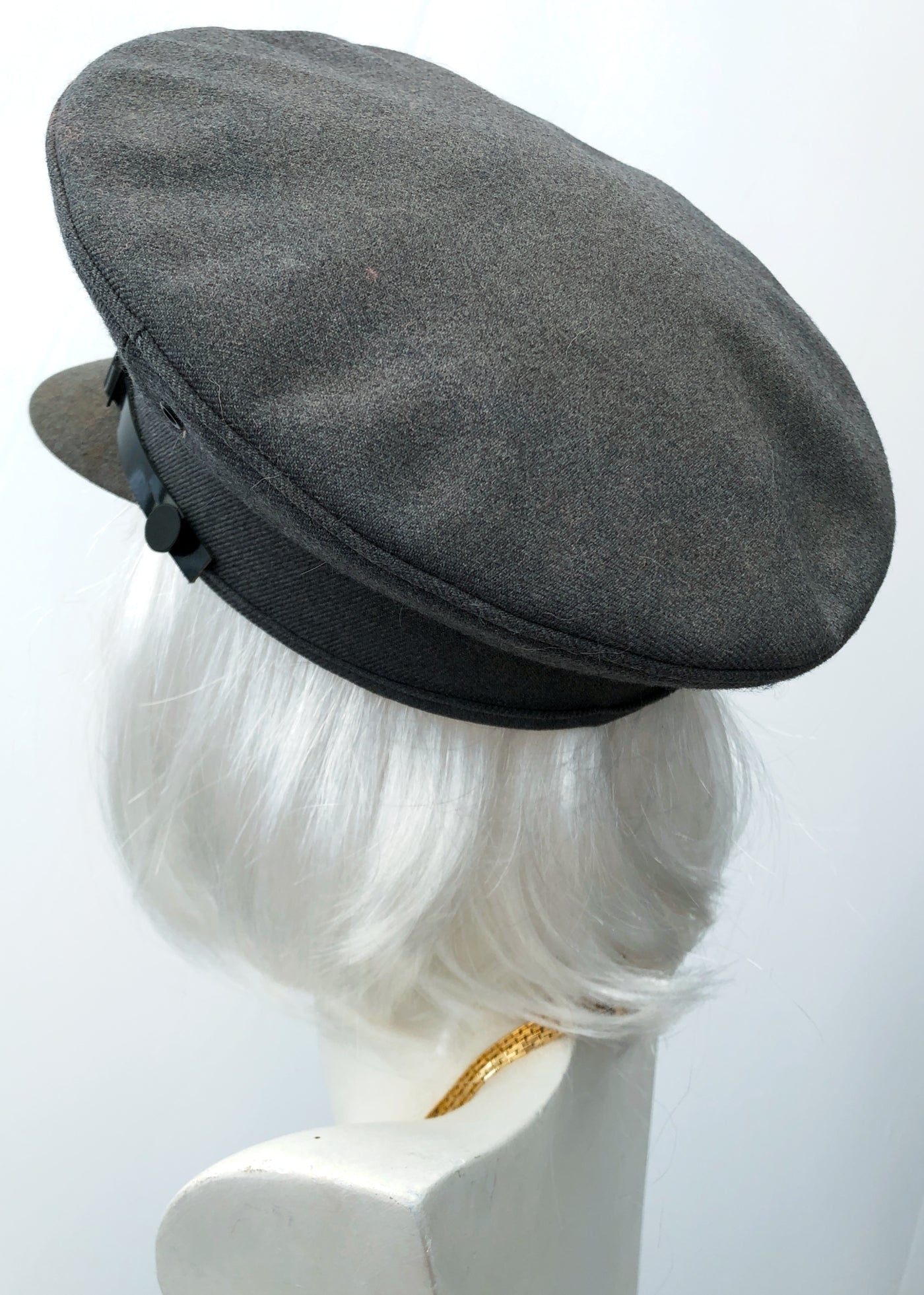 Vintage Grey Chauffers Peaked Cap Hat