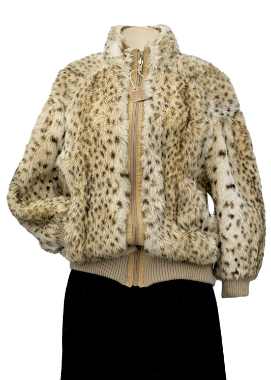 fabulous vintage faux cheeta fur reversible bomber jacket