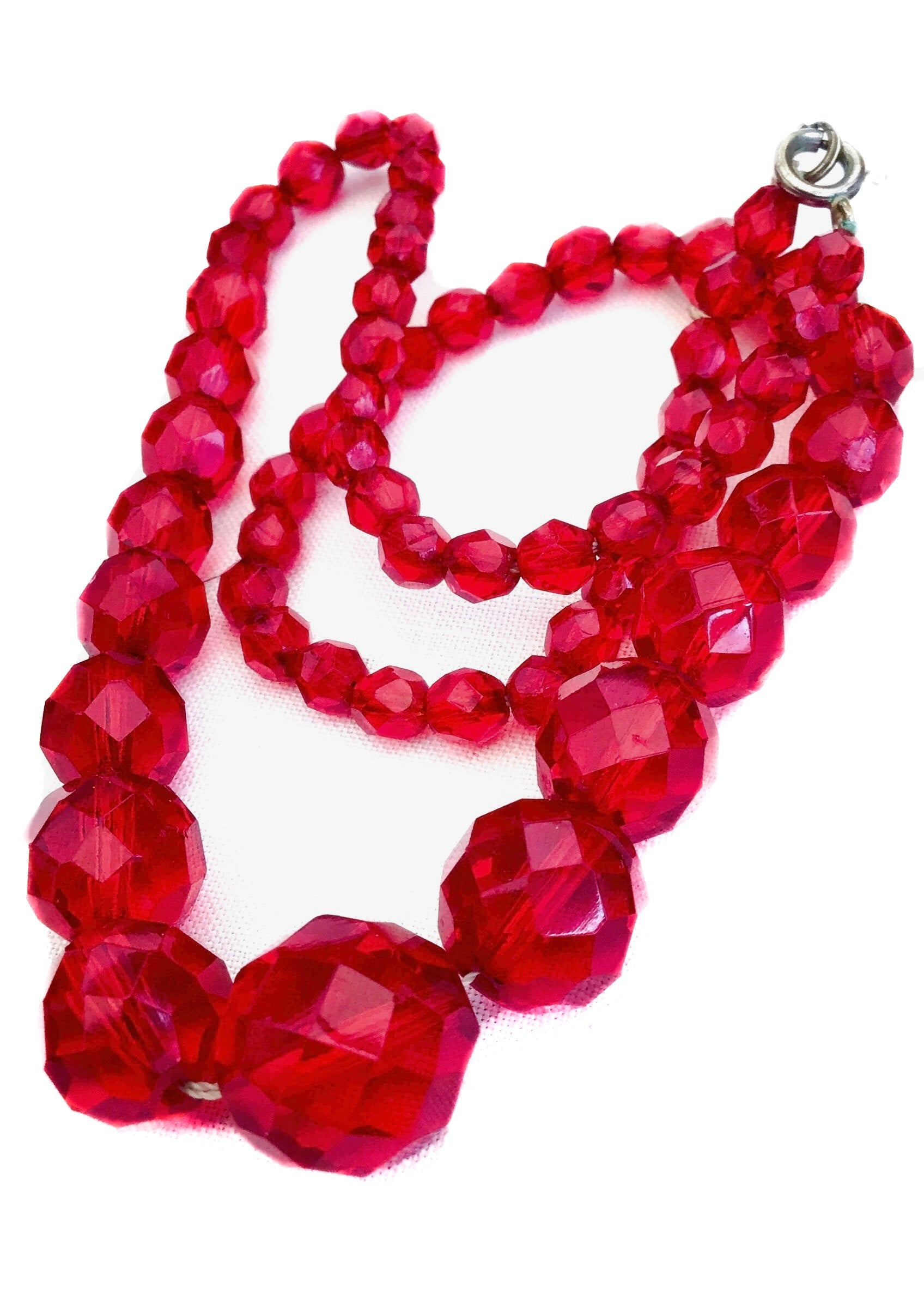 15,200円1960’s ruby red glass beads　necklace