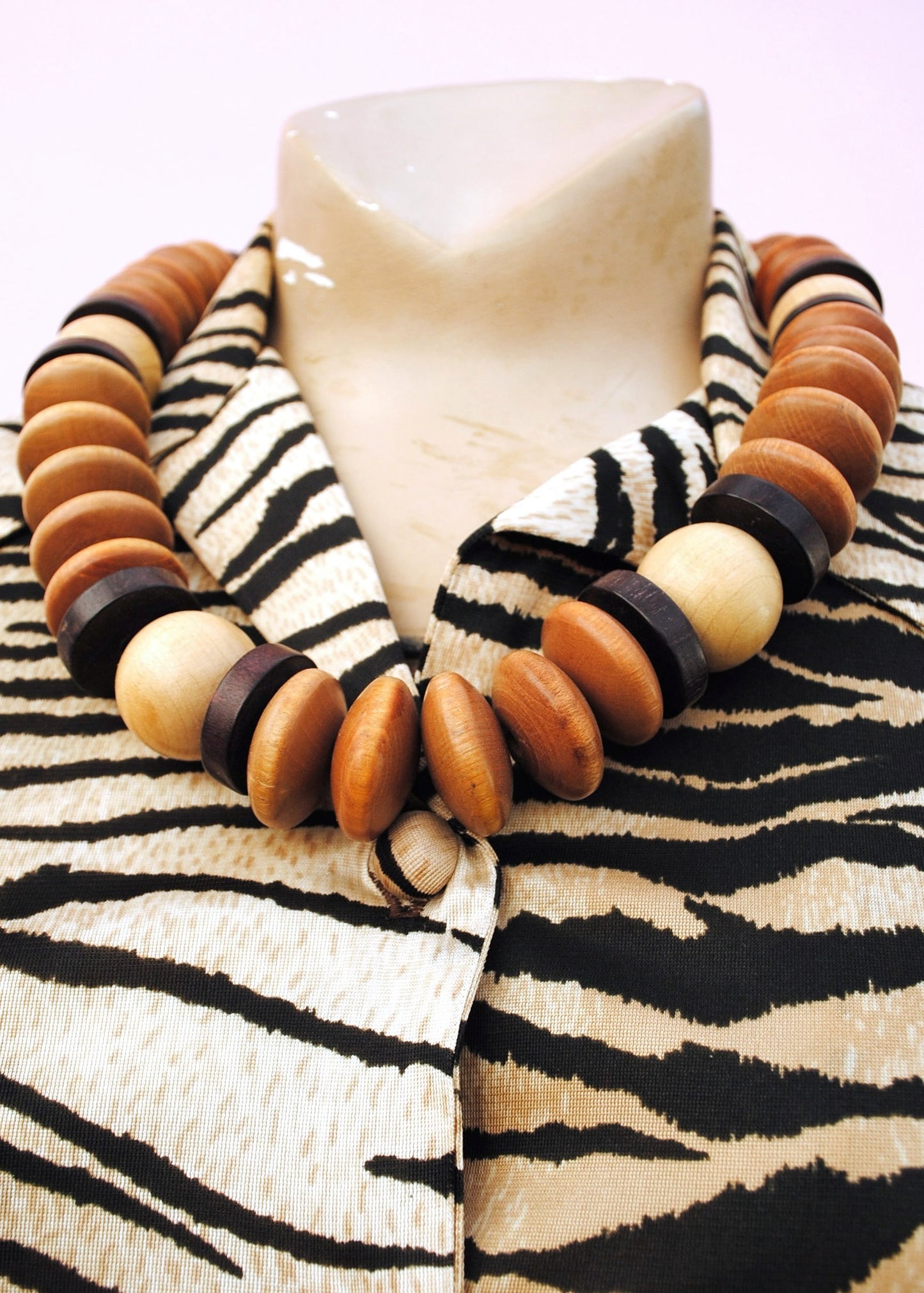 vintage chunky wood beaded choker necklace, make a statement with this bold piece of jewellery m
