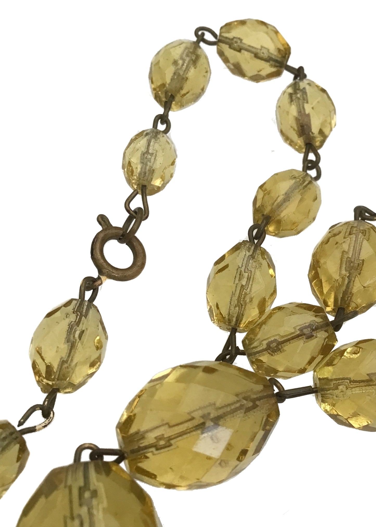 1930s Deco Vintage Citrine Faceted Bead Necklace