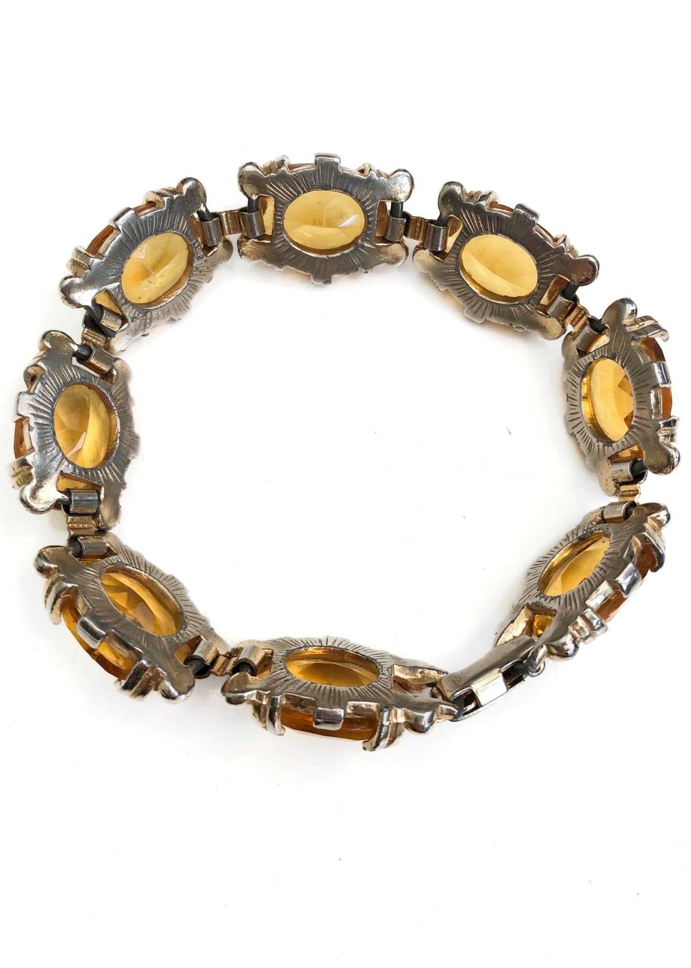 Vintage 60s Citrine Amber Glass Sphinx Bracelet