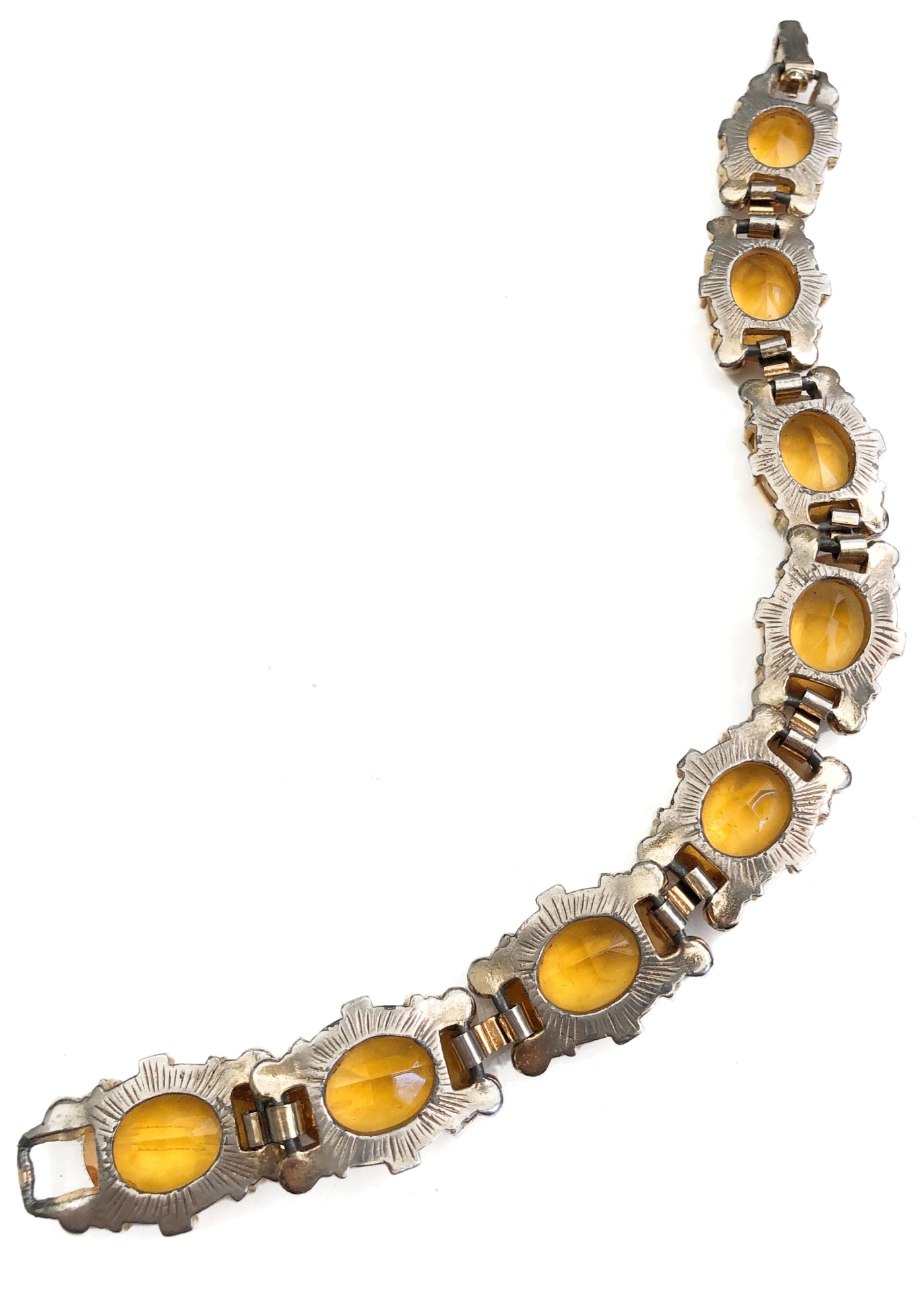Vintage 60s Citrine Amber Glass Sphinx Bracelet
