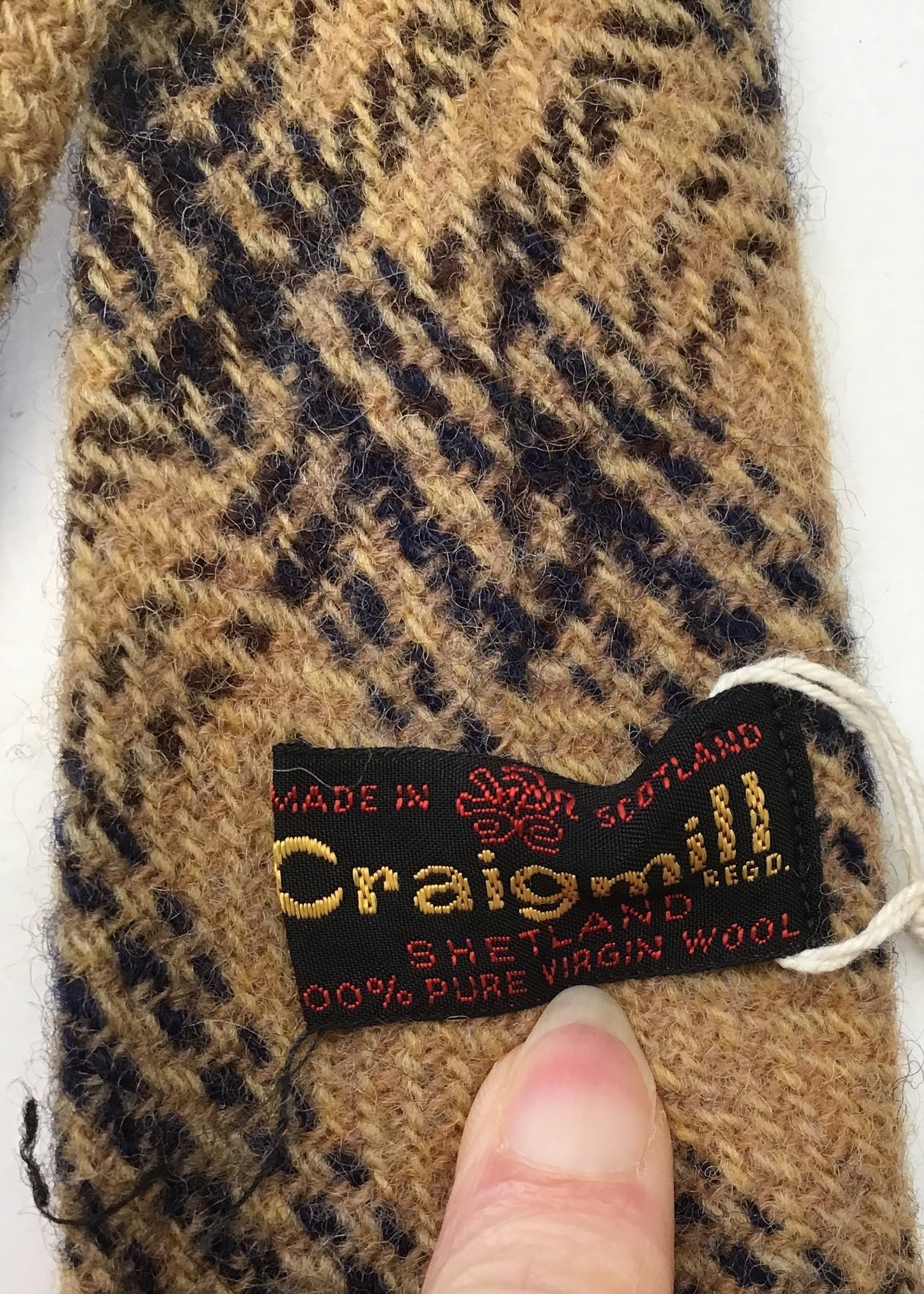 Vintage Beige Chunky Wool Tweed Neck Tie • Craigmill