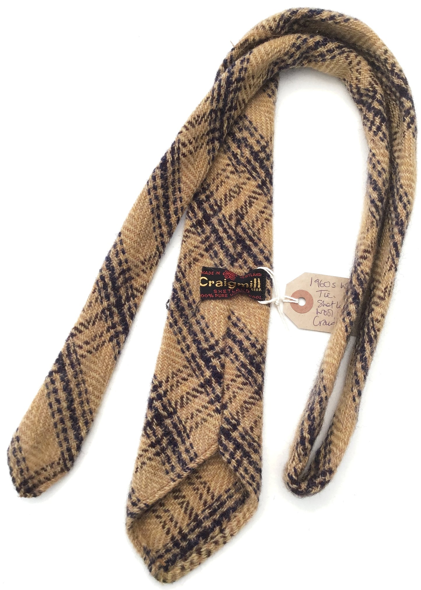 Vintage Beige Chunky Wool Tweed Neck Tie • Craigmill