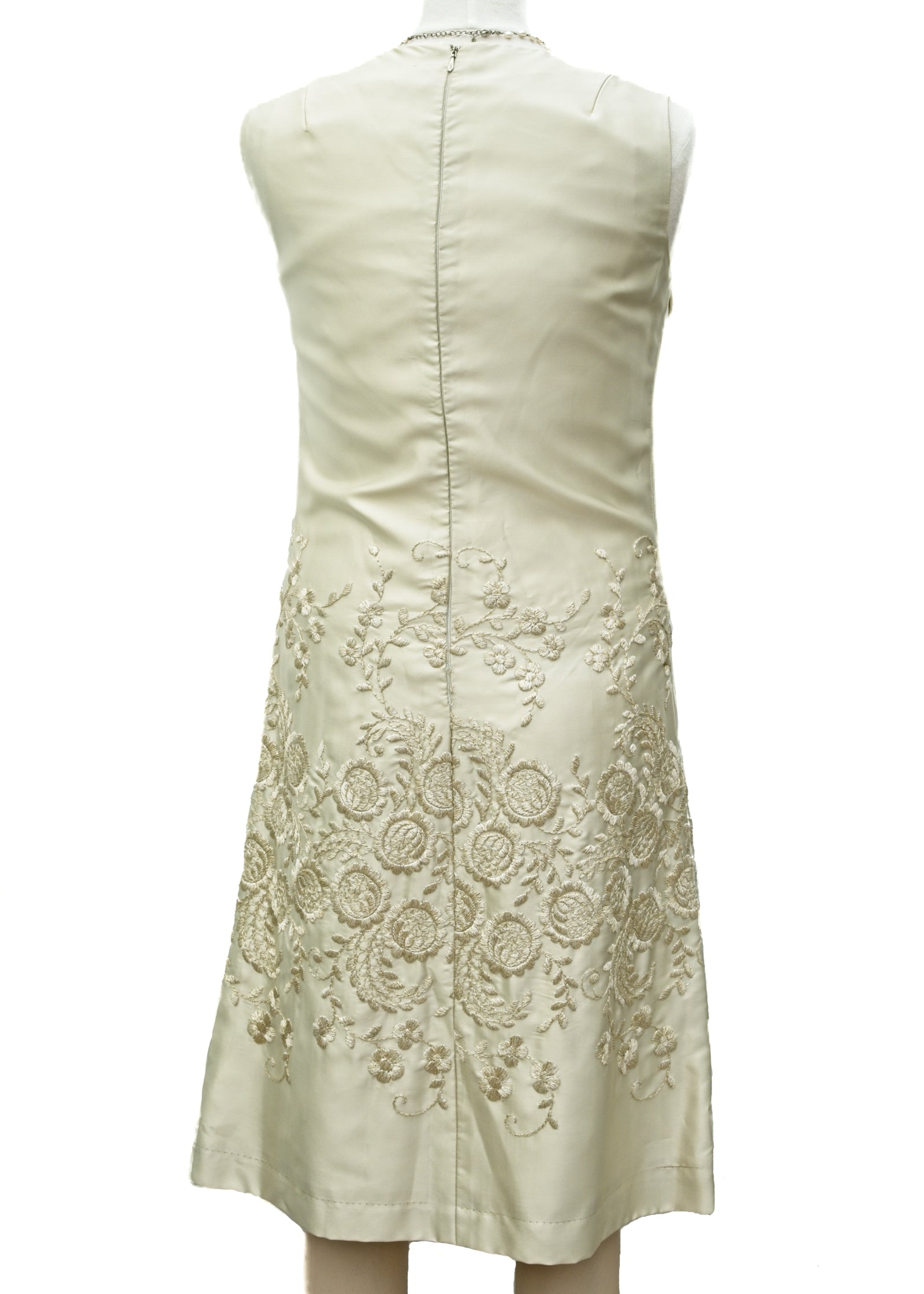 cream shift dress wedding 1960s Cream Silk Shift Dress Mod Wedding Dress Large