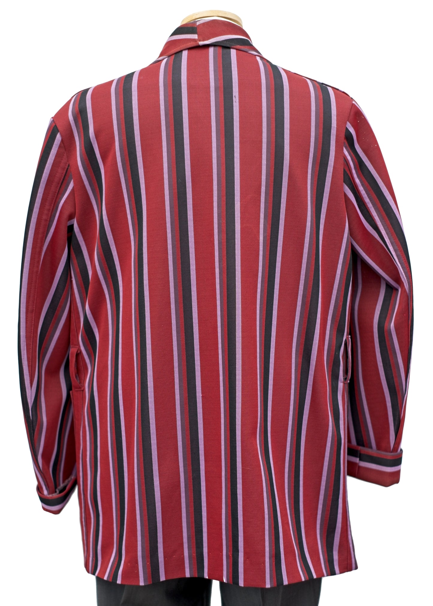 Vintage William Dixon Burgundy Striped Robe • Shortened