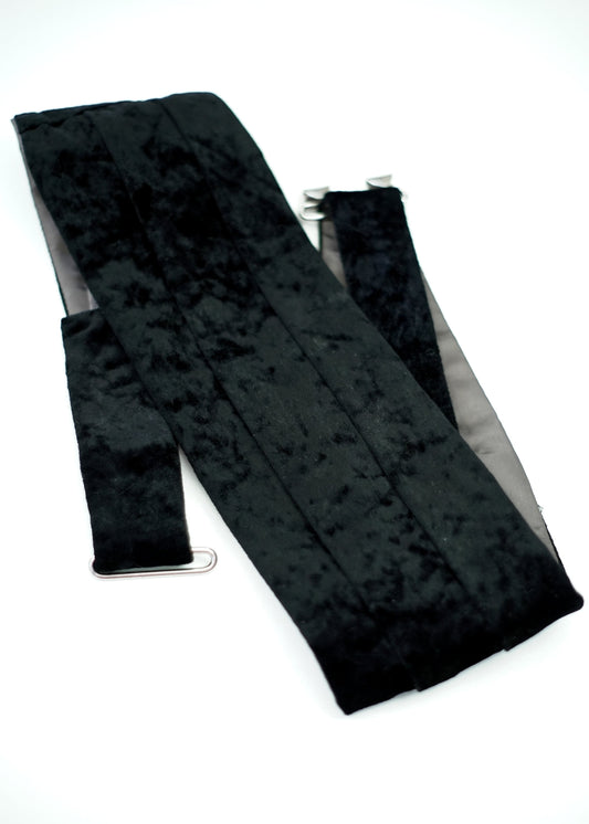 Vintage Crushed black Velvet Adjustable Cummerbund