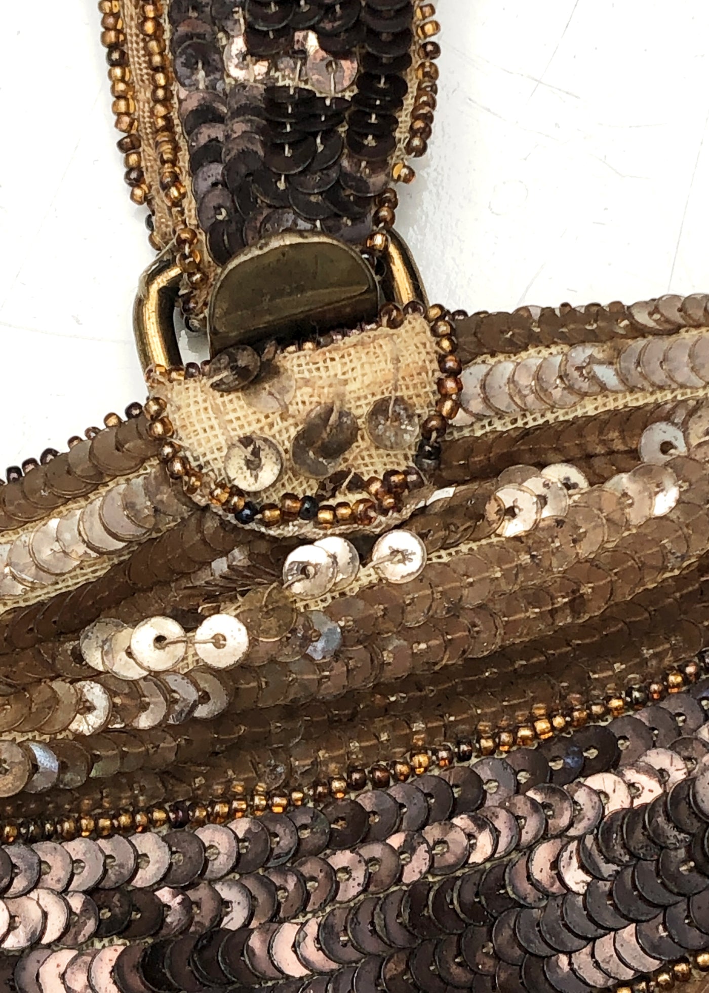 Vintage 20s Deco Bronze Gold Sequin Flapper Purse • Gatsby
