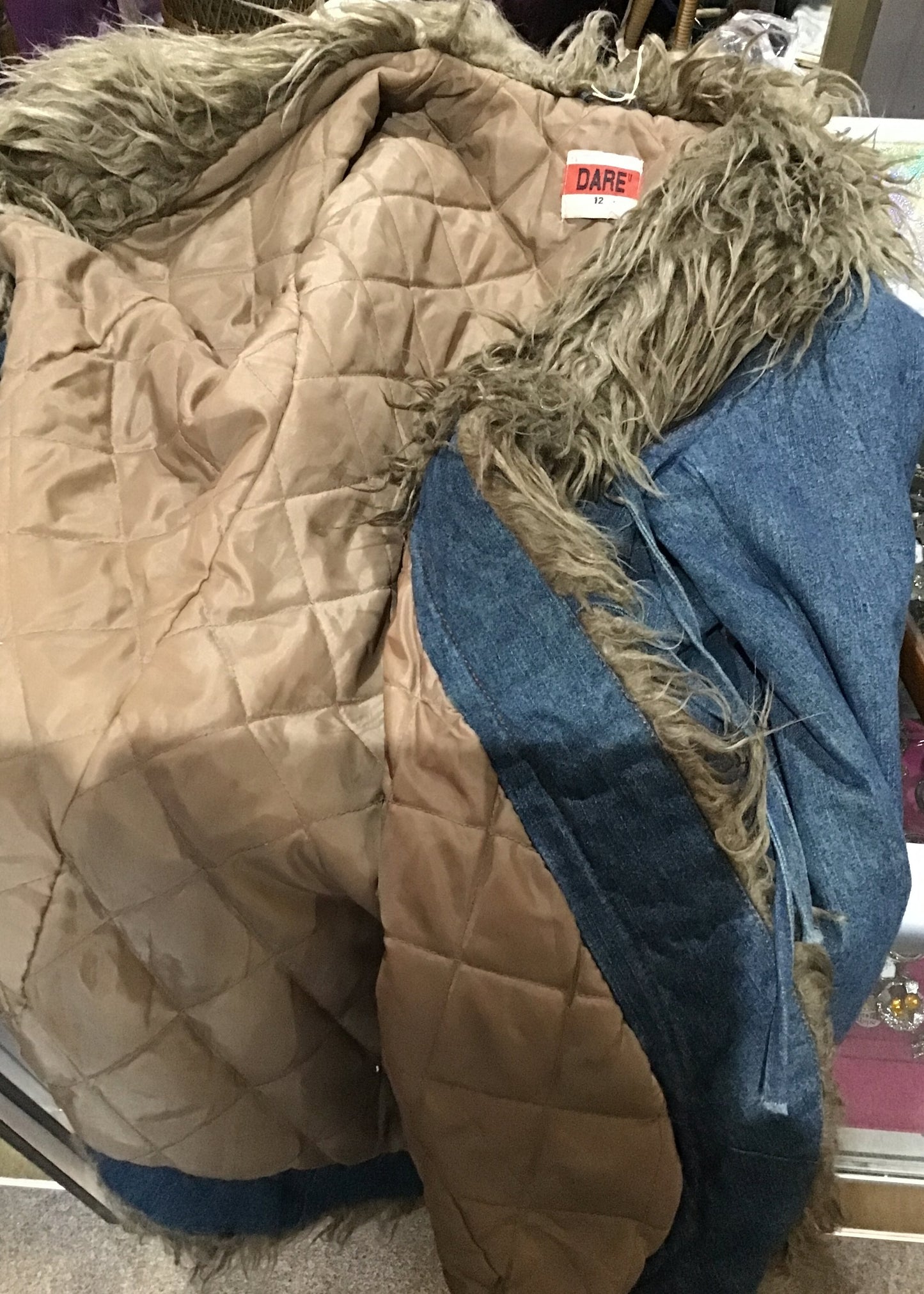 Penny Lane Denim Afghan Coat • Faux Fur