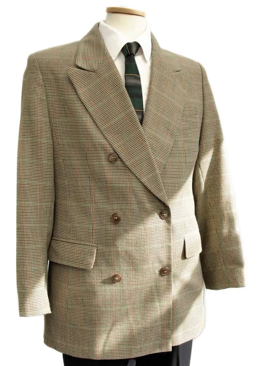 vintage 70s  double breasted tweed plaid jacket