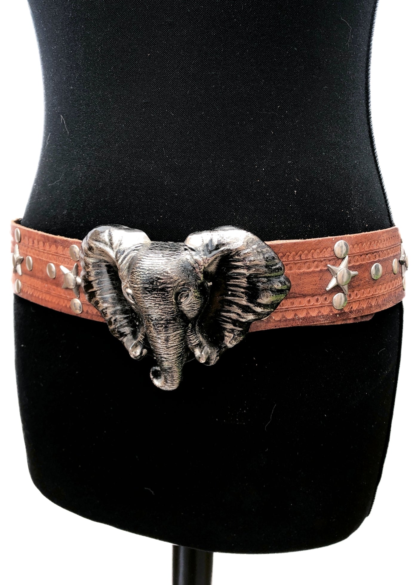 vintage rock star elephant head buckle belt