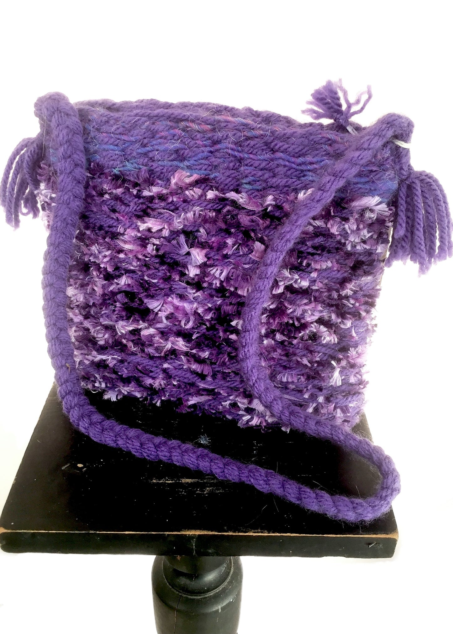 Fluffy Purple Knitted Shoulder Bag