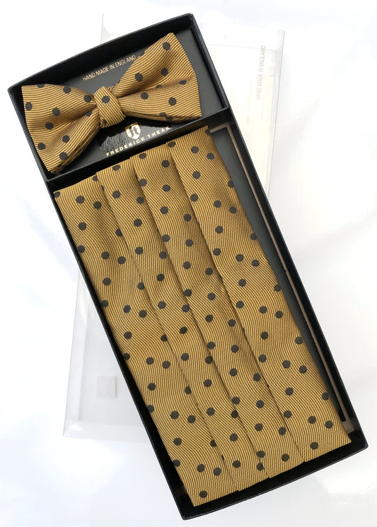 Preloved Frederick Theak Gold Polka Dot Bow Tie + Cummerbund Set