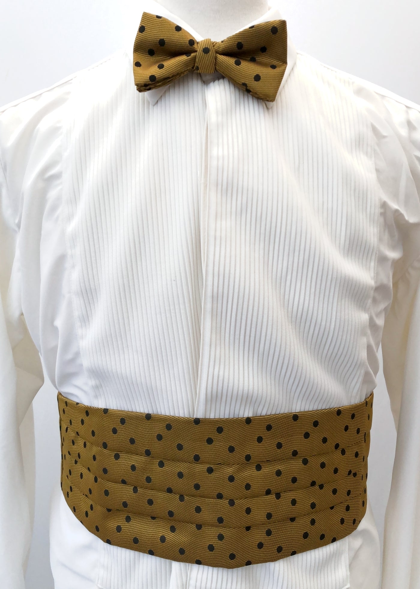 Preloved Frederick Theak Gold Polka Dot Bow Tie + Cummerbund Set