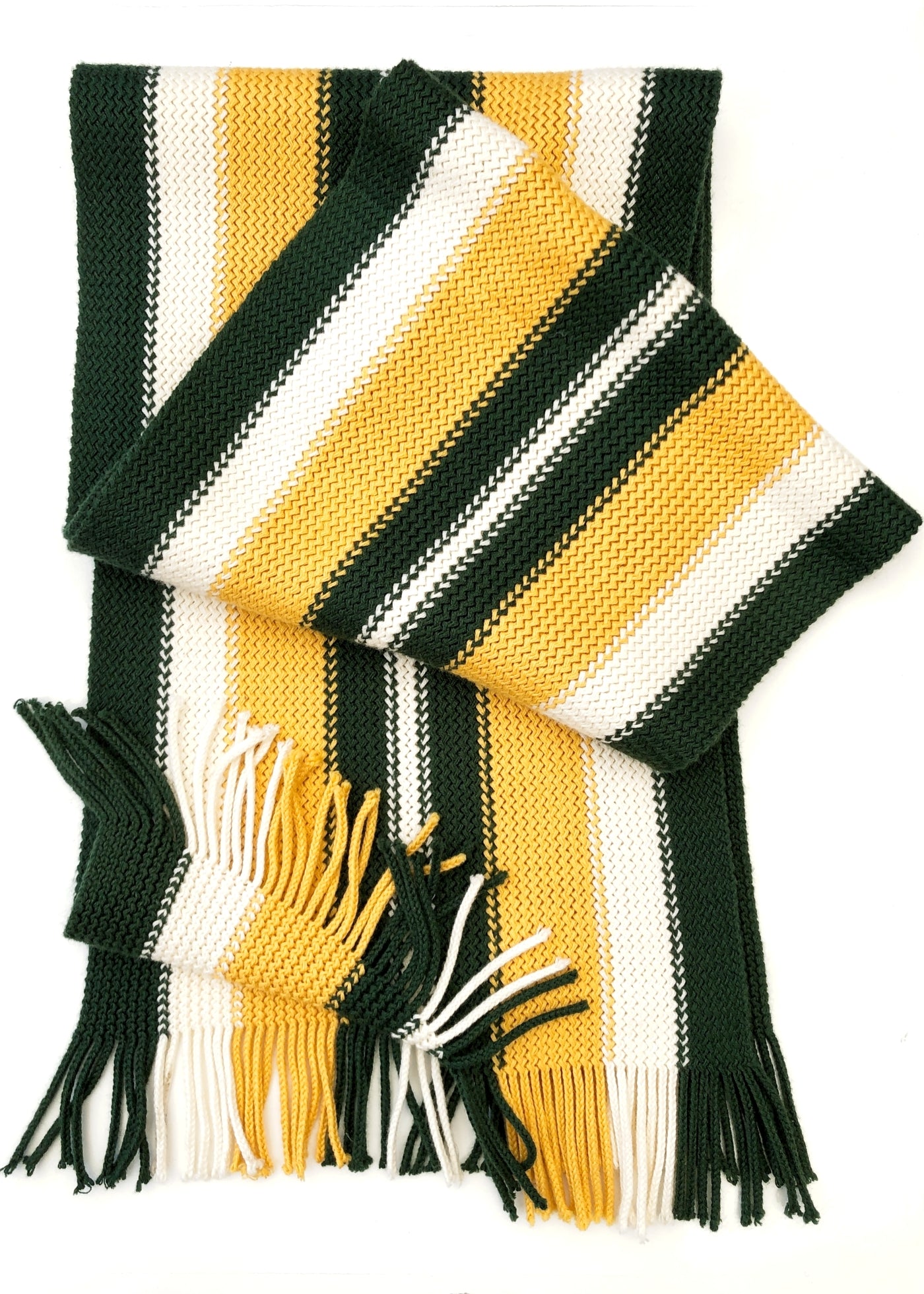 Preloved Knitted Green Yellow + White College Scarf • GAP