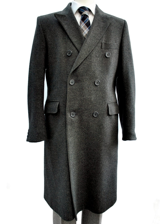 classic stylish charcoal grey cashmere overcoat for men, double breasted design by gieves and hawkes quality tailors