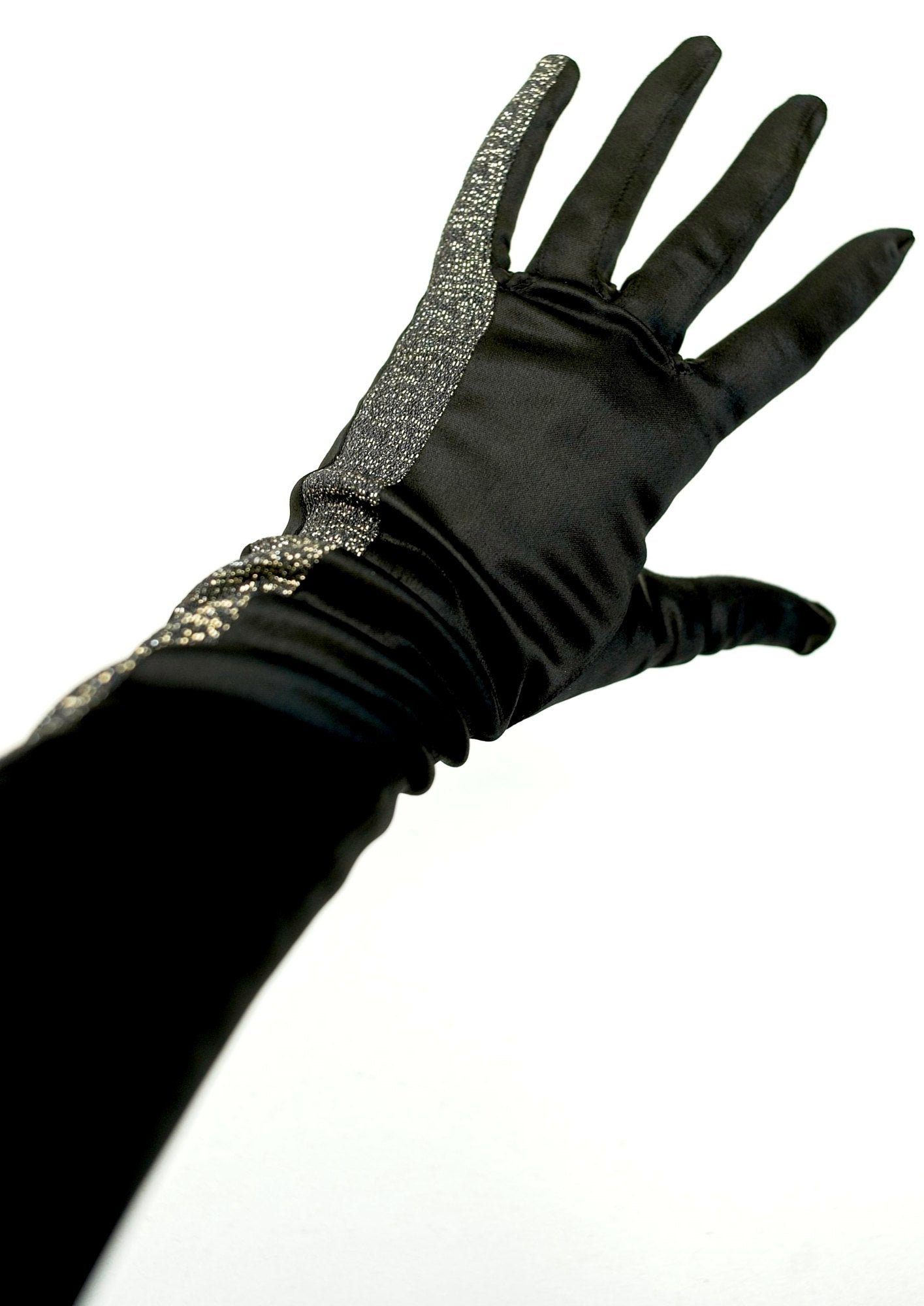 Vintage Black Gold Lame Long Evening Gloves