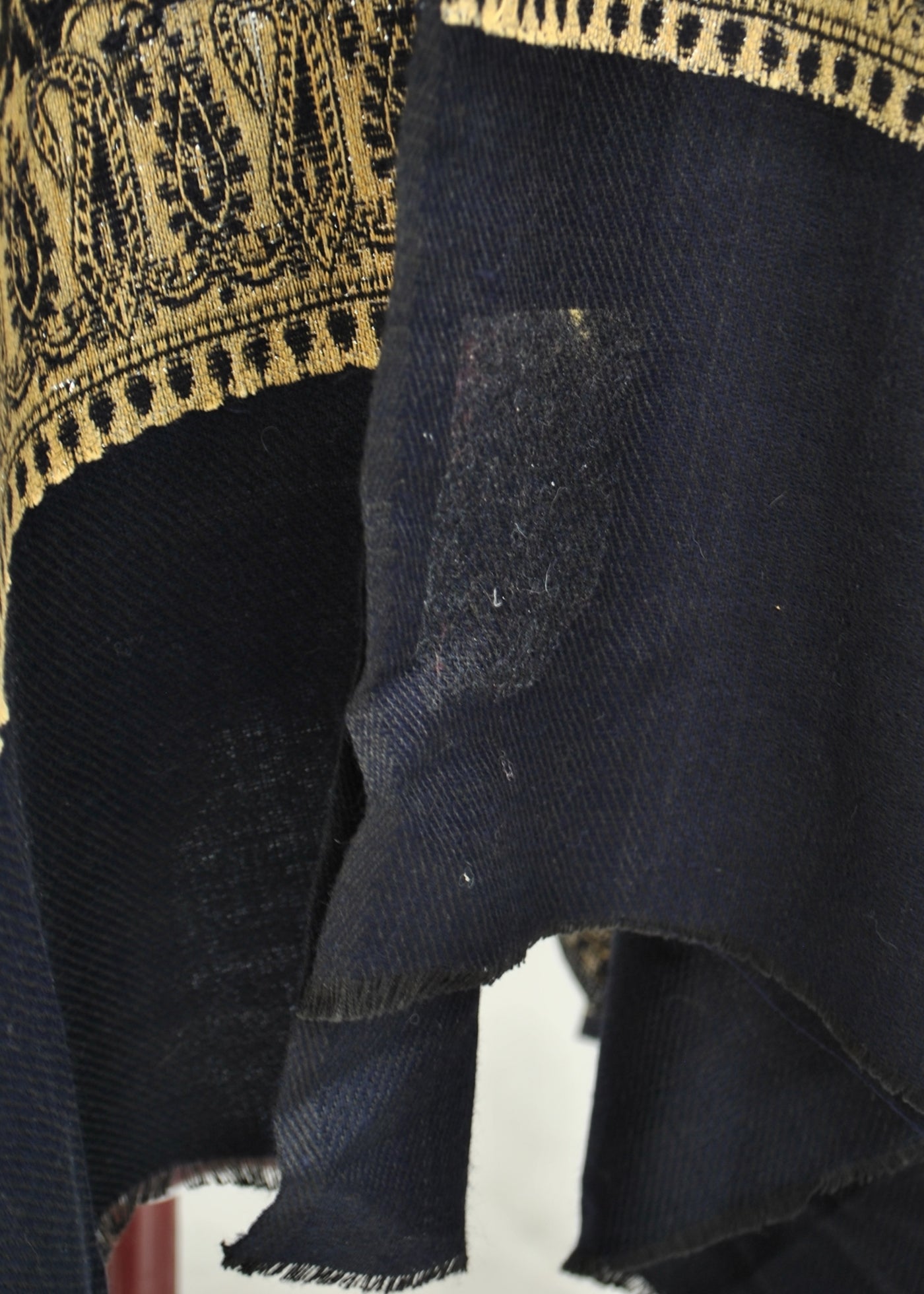 Vintage Gold & Midnight Blue Pashmina Shawl Wrap