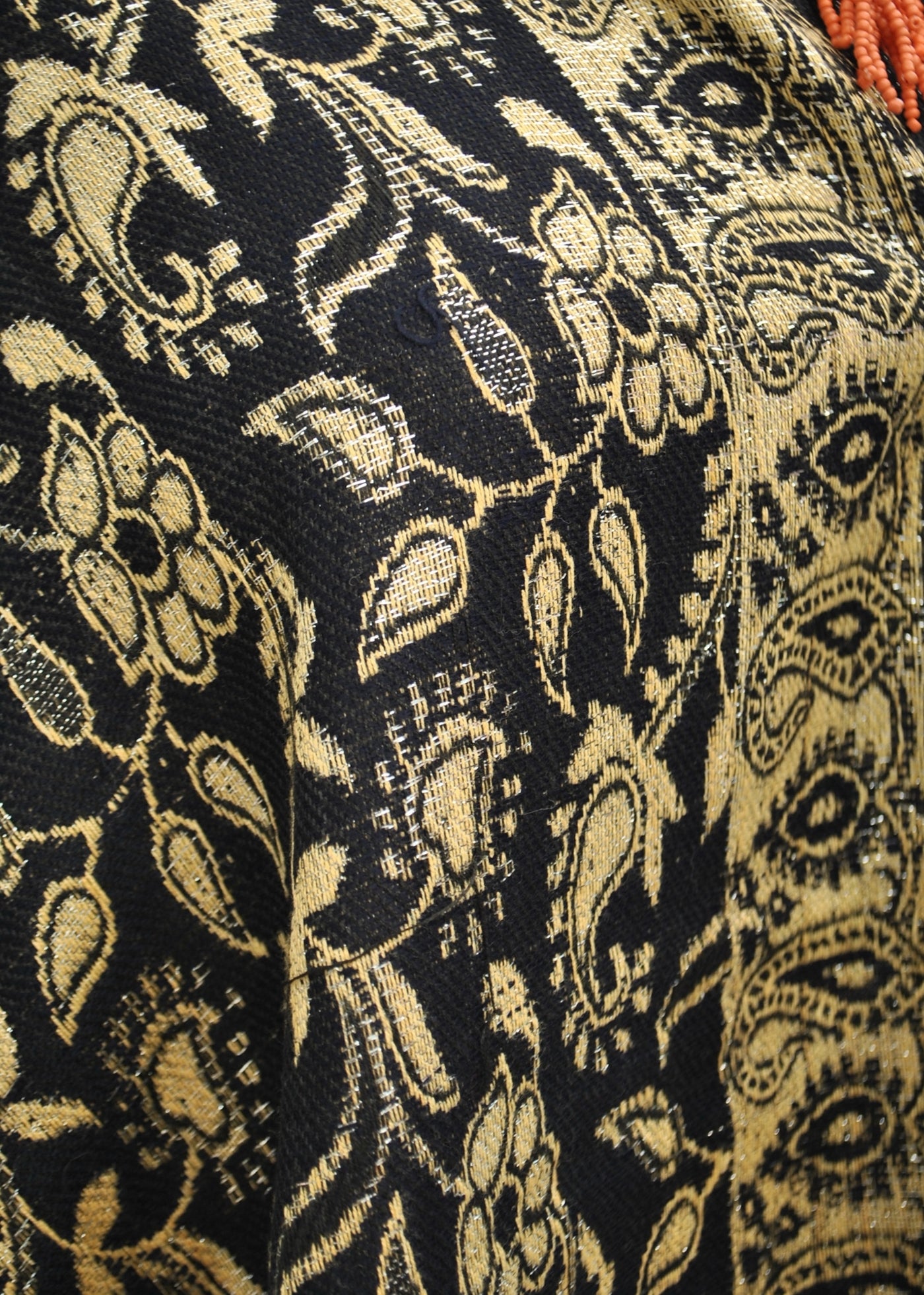 Vintage Gold & Midnight Blue Pashmina Shawl Wrap