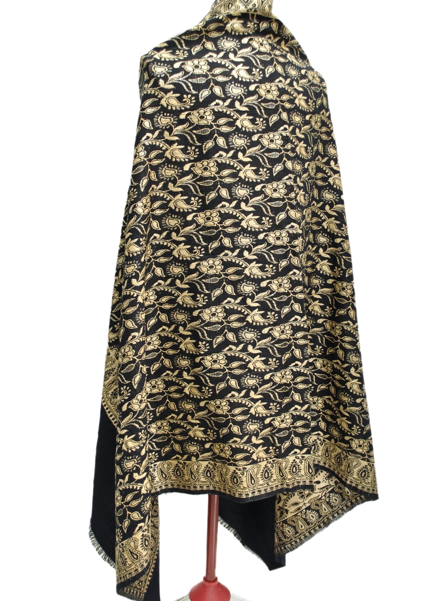 Vintage Gold & Midnight Blue Pashmina Shawl Wrap