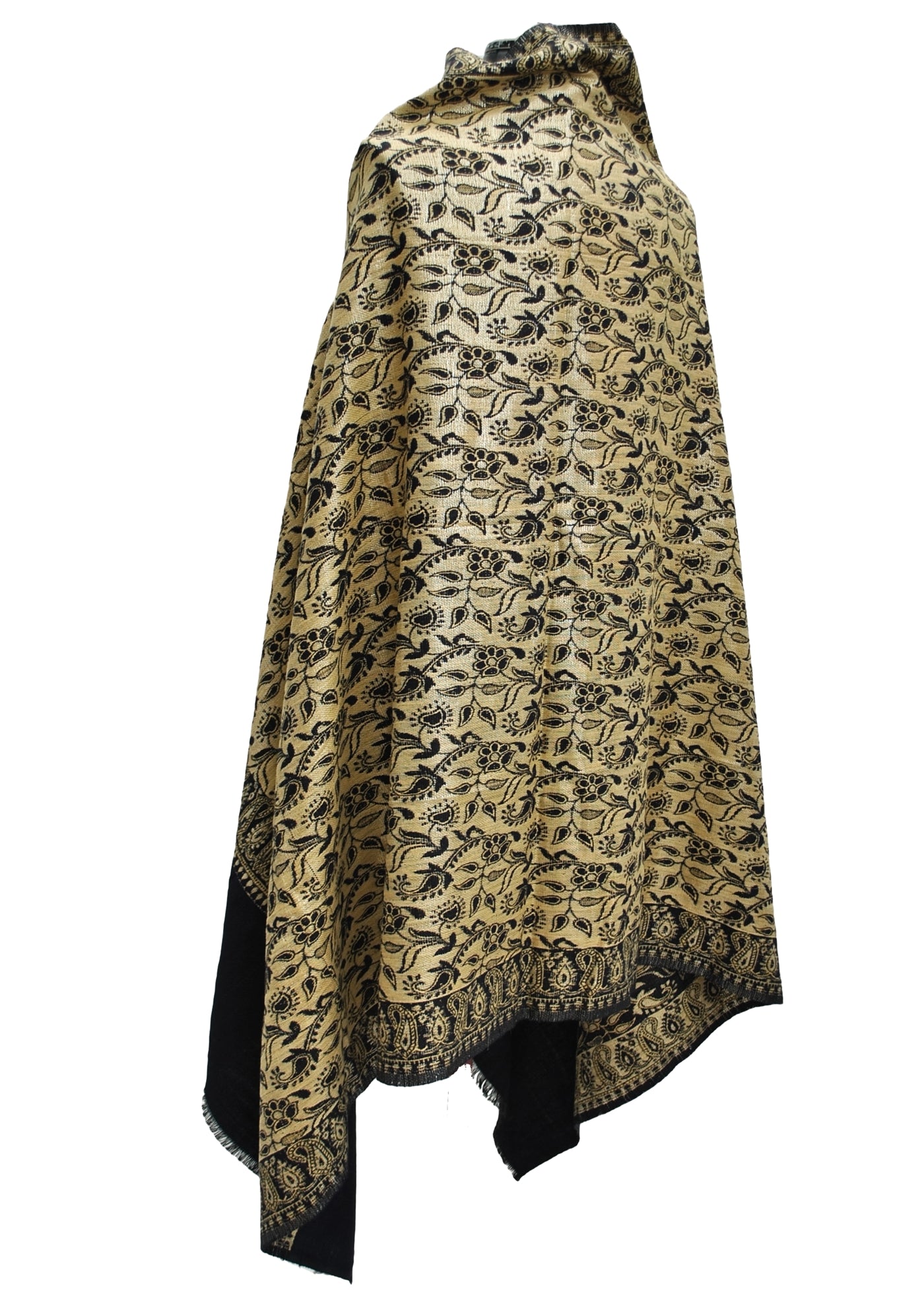 Vintage Gold & Midnight Blue Pashmina Shawl Wrap