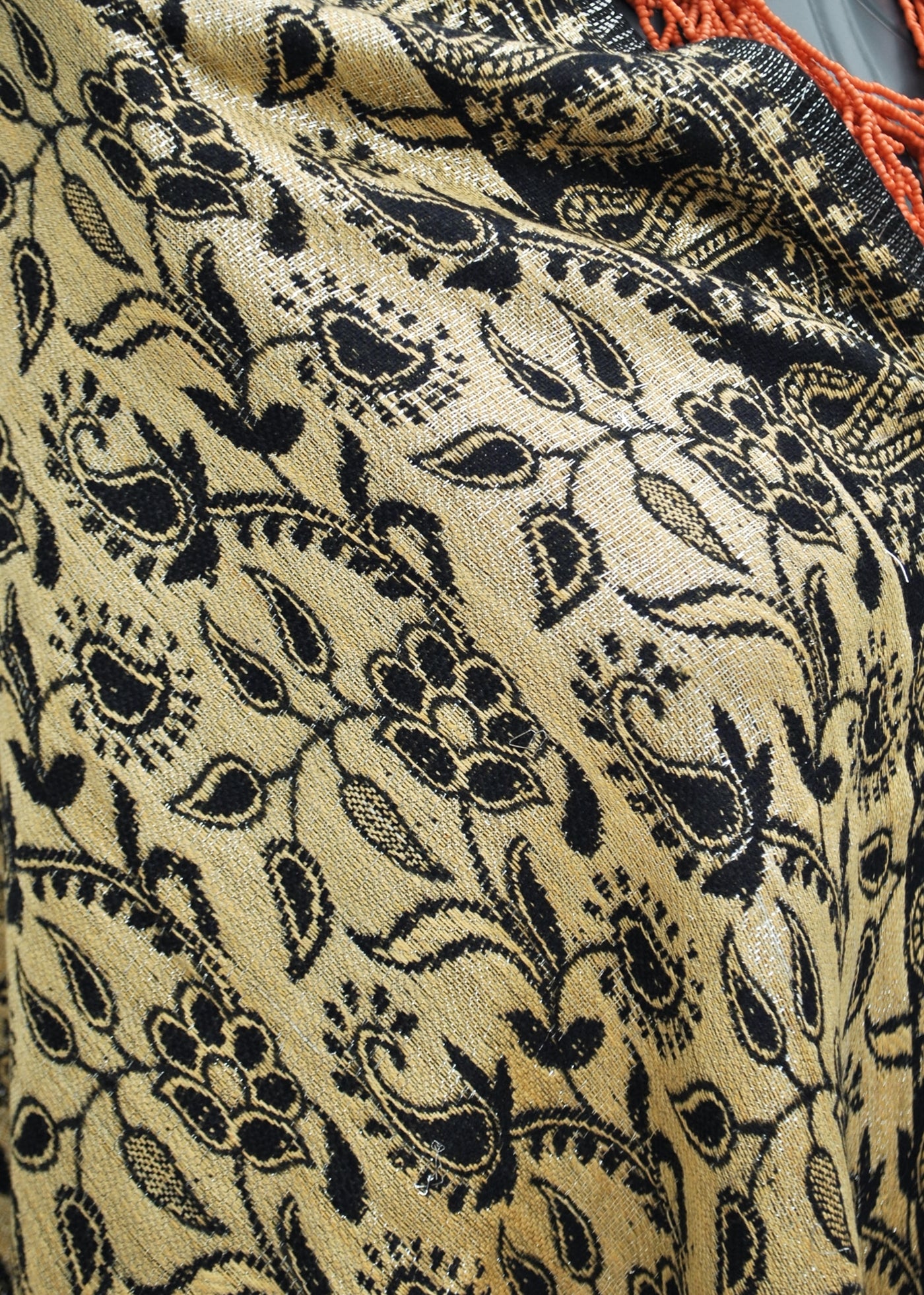 Vintage Gold & Midnight Blue Pashmina Shawl Wrap