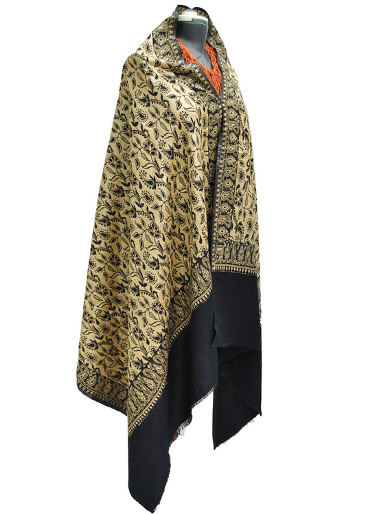 Vintage Gold & Midnight Blue Pashmina Shawl Wrap