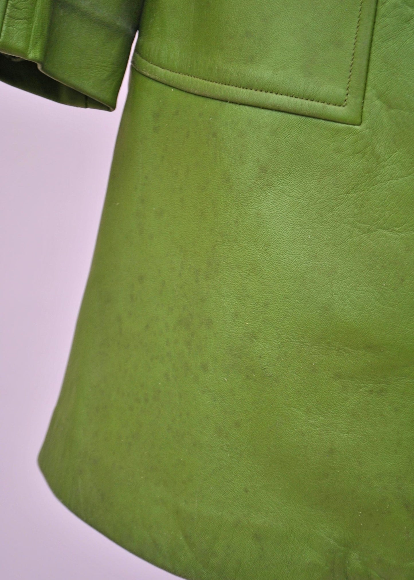 Women's 60s Vintage Pea Green Leather Coat