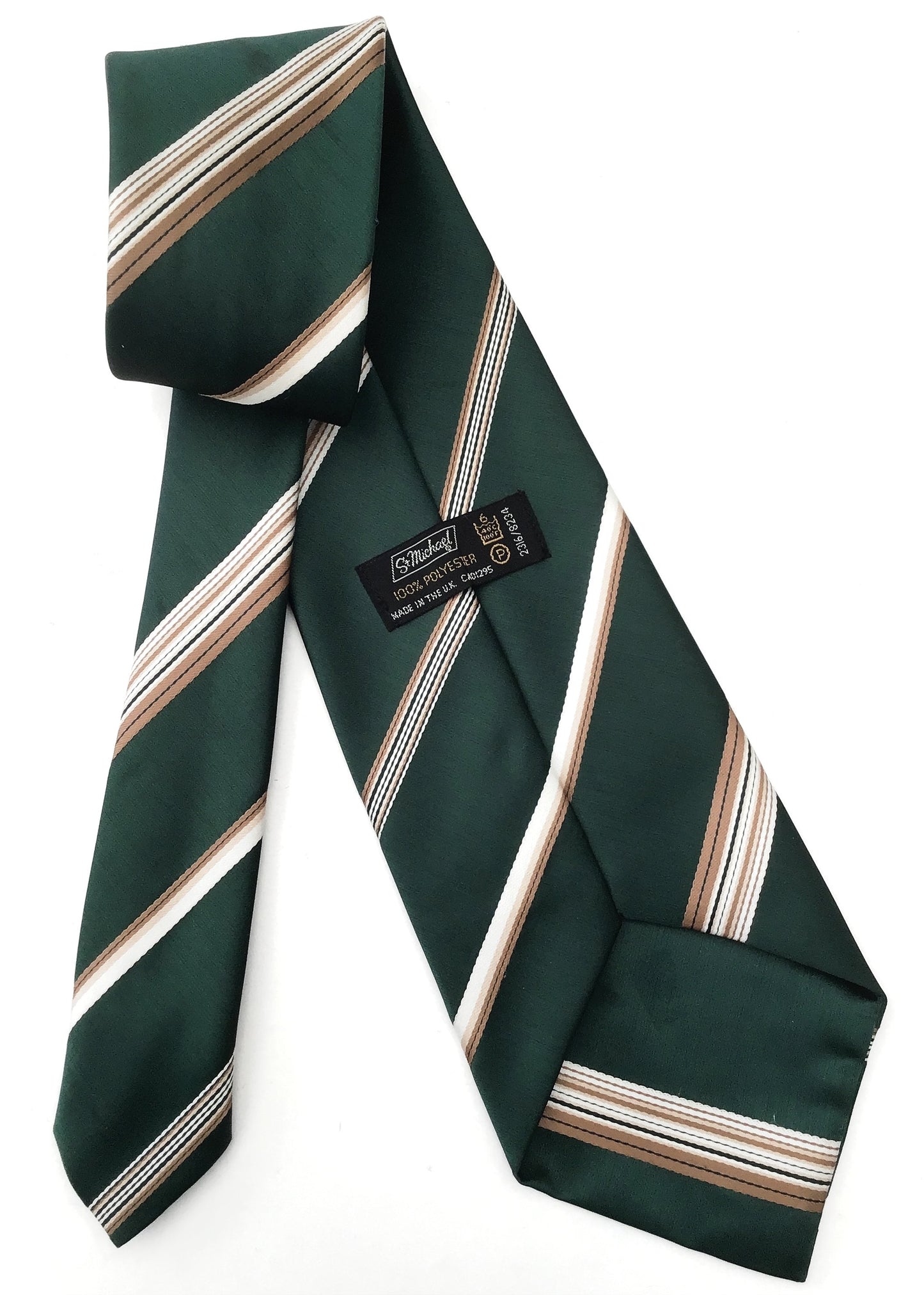 Vintage 80s Forest Green Striped Neck Tie • St Michael