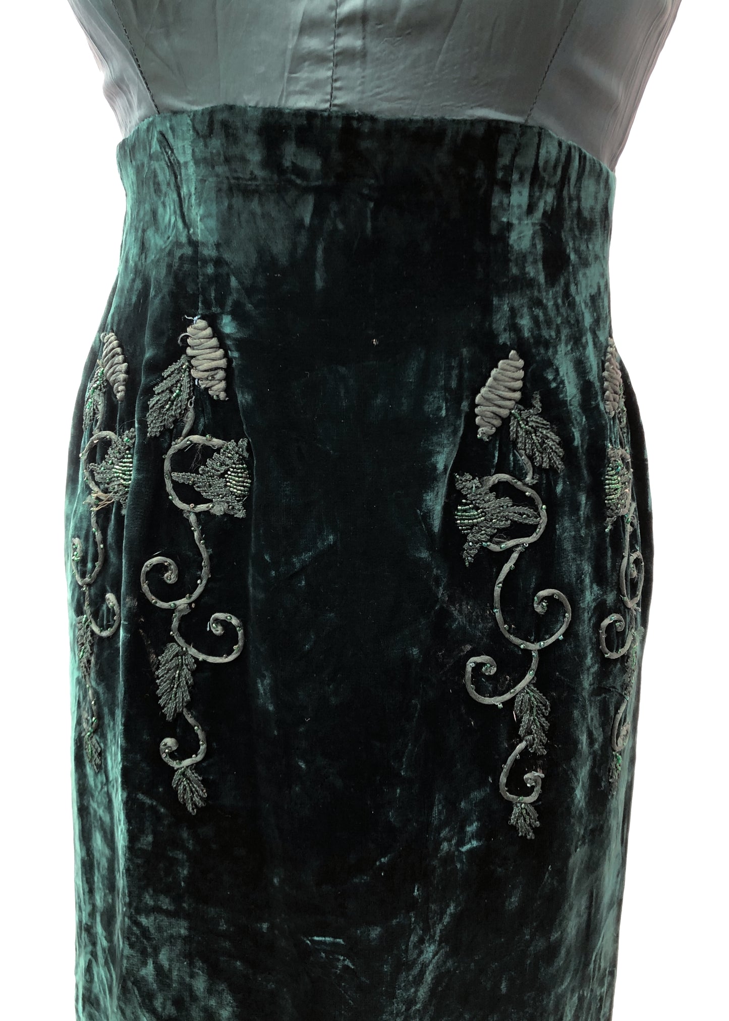 Vintage 60s Emerald Green Velvet Cocktail Dress • XS