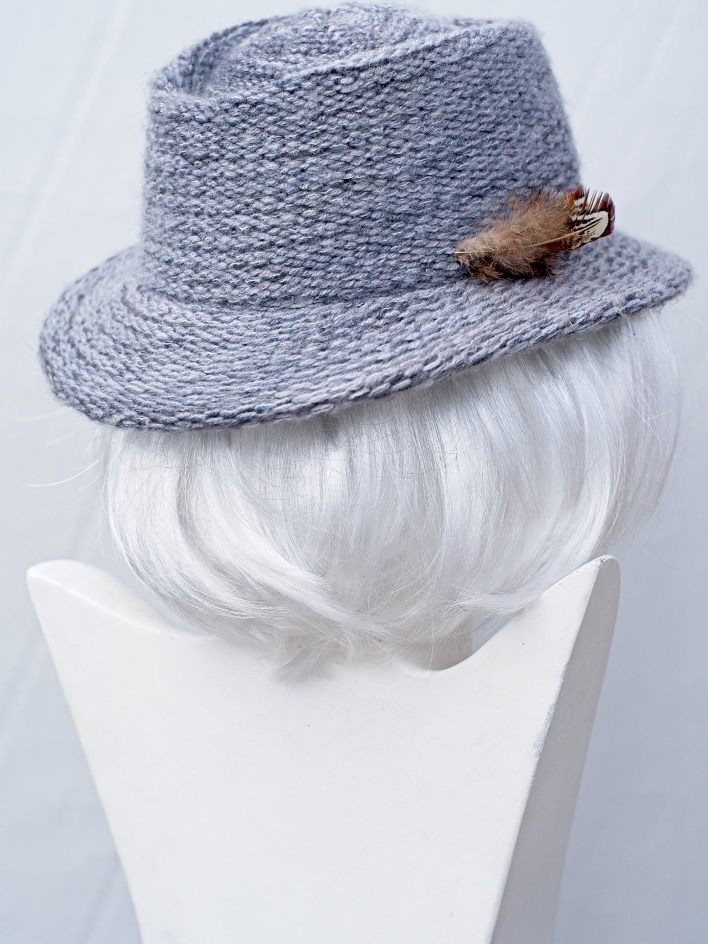 Vintage Fuzzy Wool Knit Trilby Hat with Brim • Winter Hat • Wooly Hat