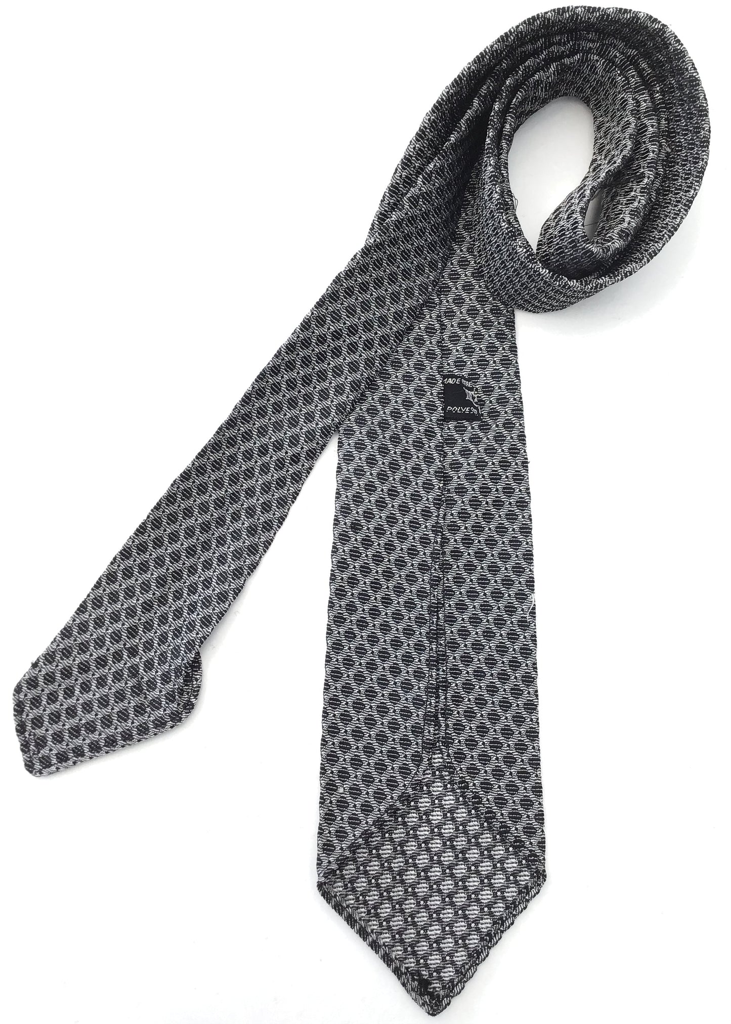 Vintage 60s Silver Grey Textured Skinny Neck Tie